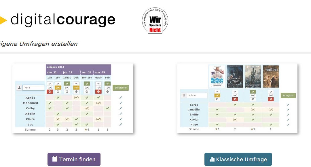 Umfragen und Termine mit Digitalcourage-Tool