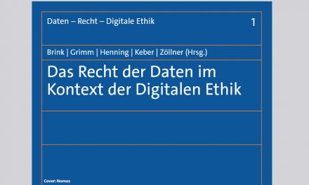 1. Band erschienen: Neue Schriftenreihe „Daten – Recht – Digitale Ethik“
