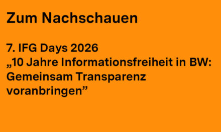 Videos online: 7. IFG-Days – 10 Jahre Informationsfreiheit in BW: Gemeinsam Transparenz voranbringen