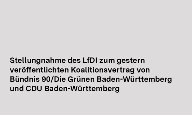 LfDI zum Koalitionsvertrag in BW